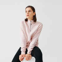 Lauf-Sweatshirt Kragen Reissverschluss Warm+ Damen rosa