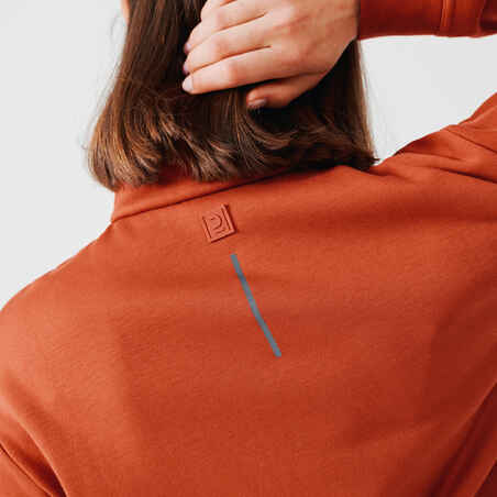 Lauf-Sweatshirt warm Kragen Reissverschluss Damen braun