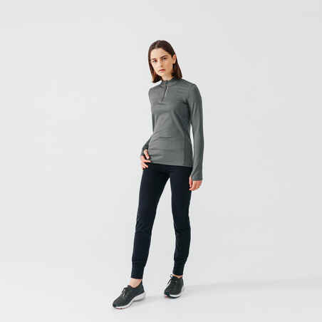 Zip Warm women's long-sleeved running T-shirt - khaki