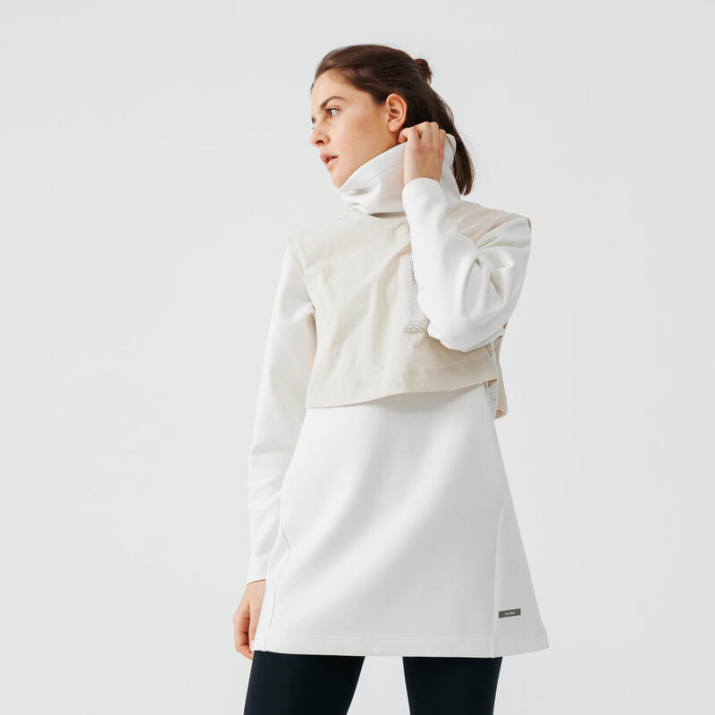 Sweat running chaud long femme - Warm+ Long beige
