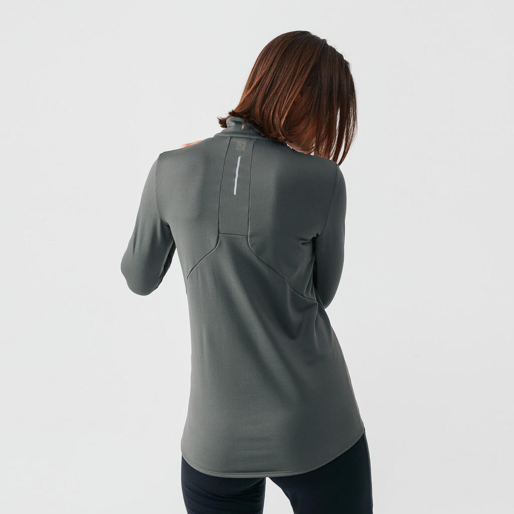 Laufshirt langarm Damen warm mit Reißverschluss - gelb 