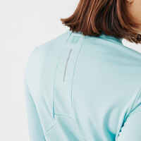 חולצת טי ארוכה לריצה לנשים Zip Warm - כחול כהה