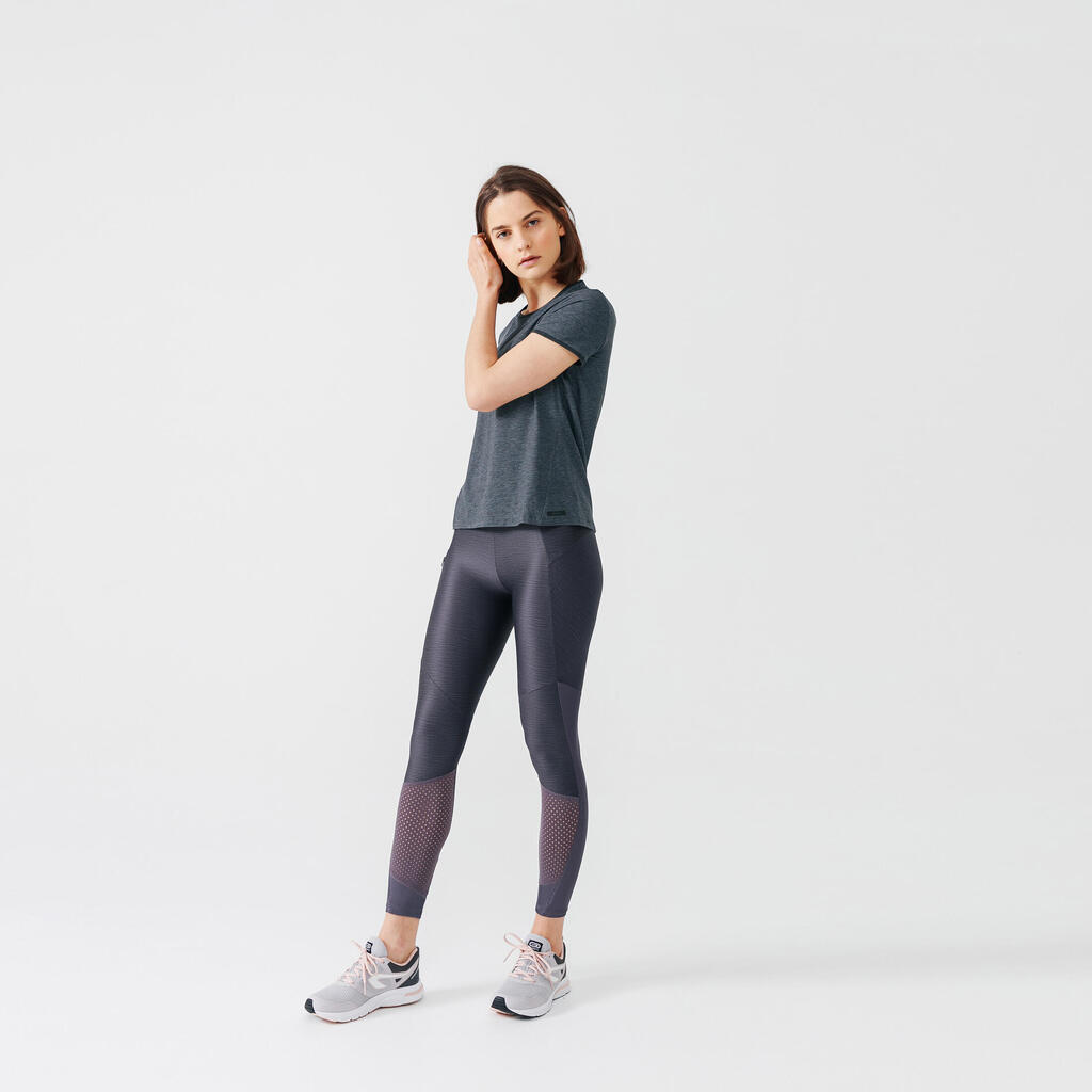 Moteriški švelnūs ir orui laidūs bėgimo marškinėliai „Soft“, žali, pilki