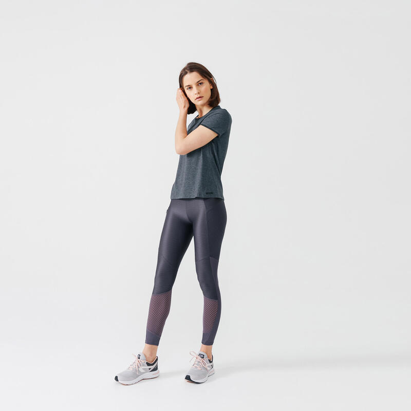 Tricou Alergare Jogging Run Soft moale și respirant Gri închis Damă