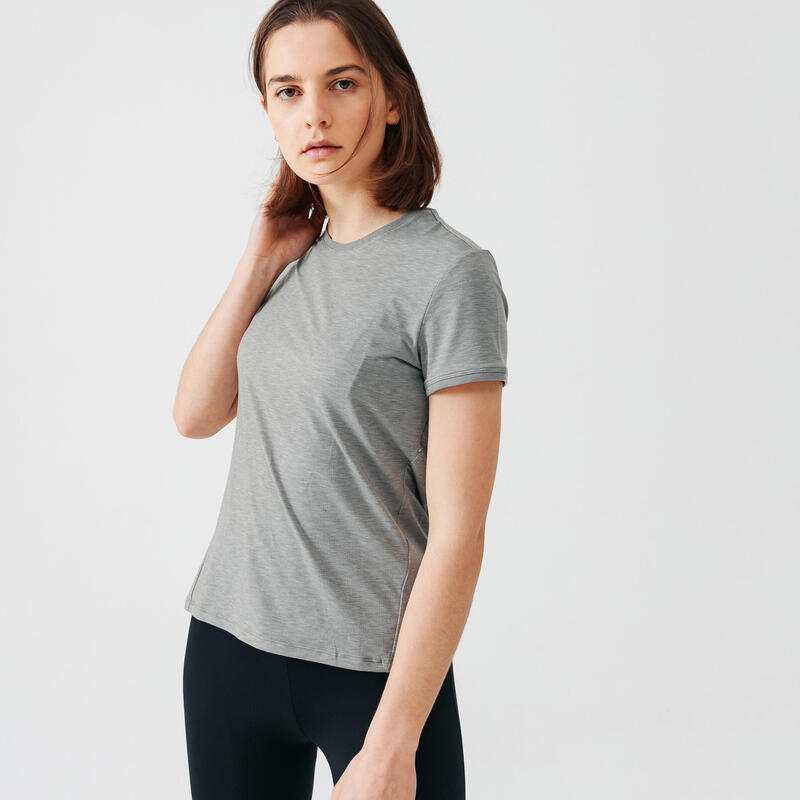 T-shirt running doux et respirant femme - Soft gris foncé KALENJI