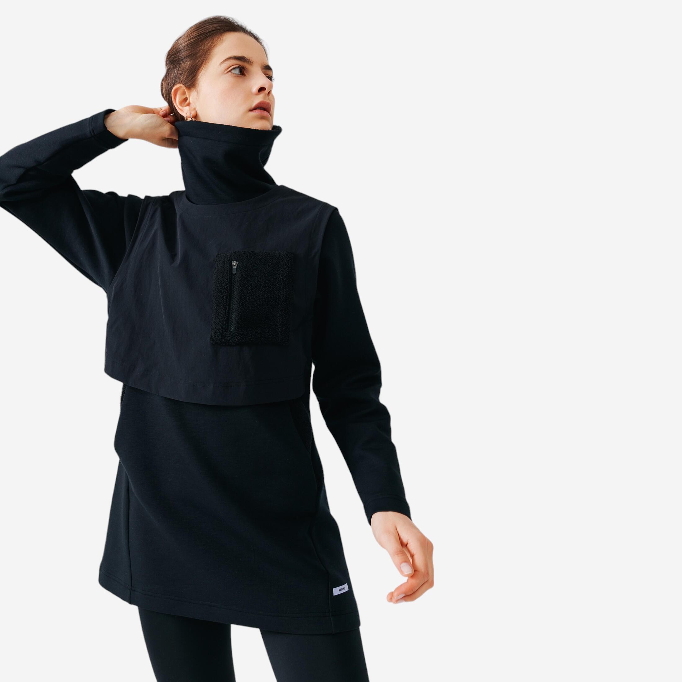 Sweat running chaud long femme Warm Long noir Decathlon