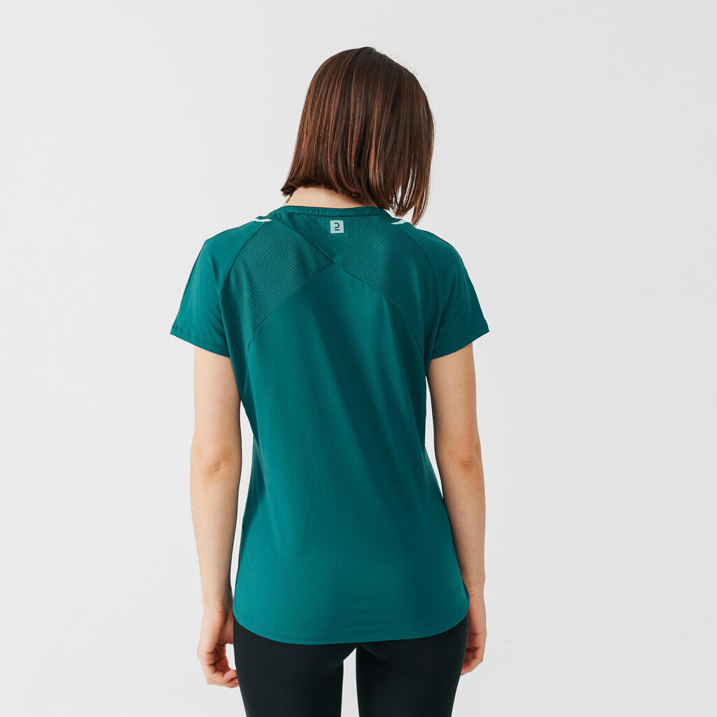 T-SHIRT DE RUNNING FEMME RUN DRY+ VERT
