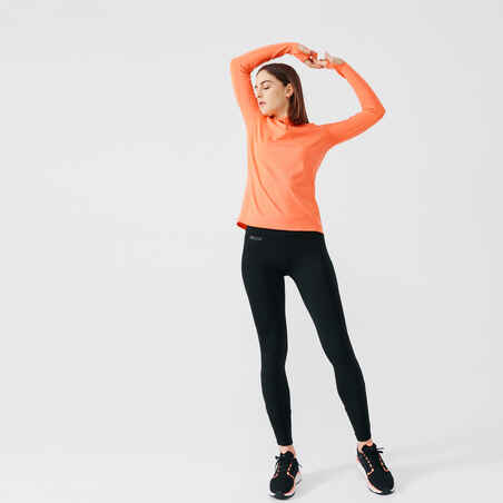 Zip Warm women's long-sleeved running T-shirt - coral