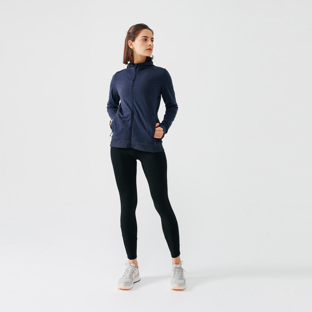 Women's Running Hooded Jacket Warm - dark blue