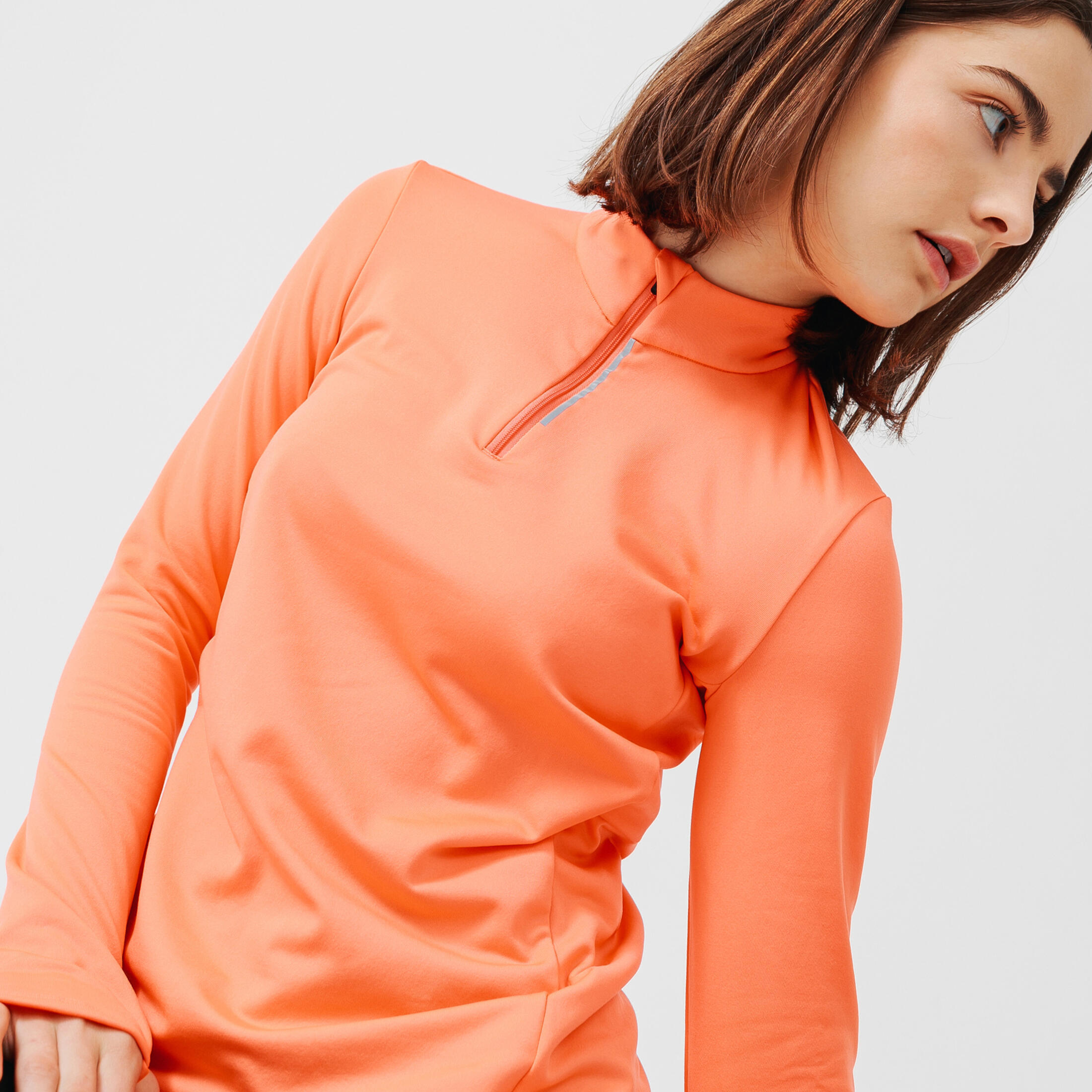 Zip Warm women's long-sleeved running T-shirt - coral 6/9