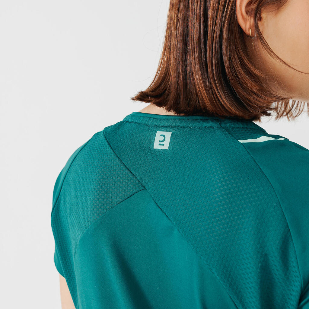 T-SHIRT DE RUNNING FEMME RUN DRY+ VERT