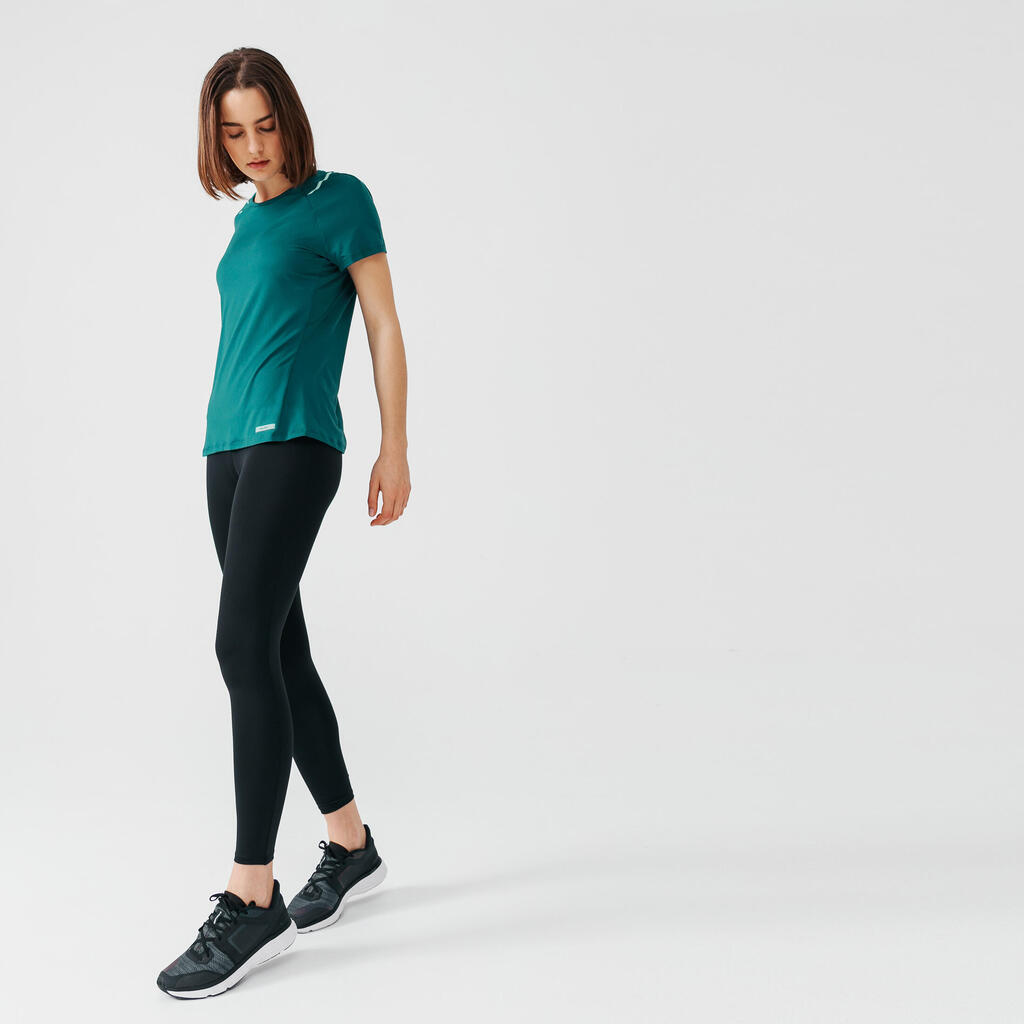 T-SHIRT DE RUNNING FEMME RUN DRY+ VERT