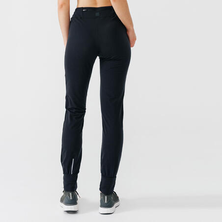 Брюки для бега утепленные женские черные RUN WARM