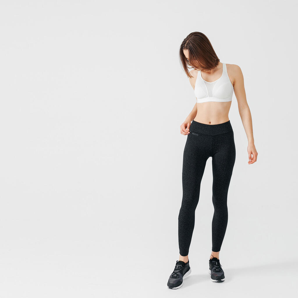  Women's Warm+ Running Long Leggings - Black with Reflective Motifs