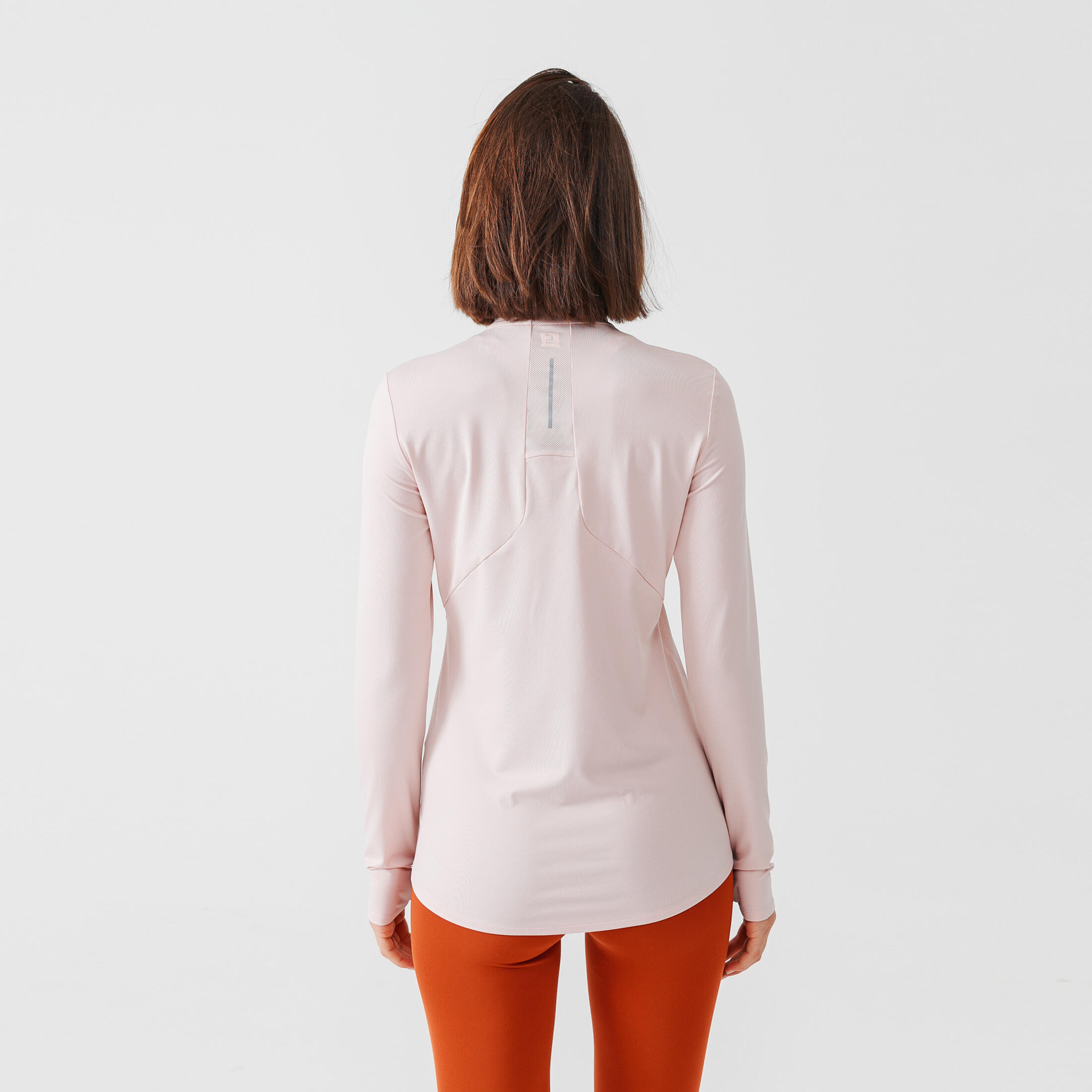 Women's 1/2-zip long-sleeved T-shirt Dry+ - light pink