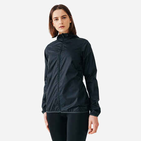 Chaqueta rompevientos de Running para mujer Kalenji wind negro