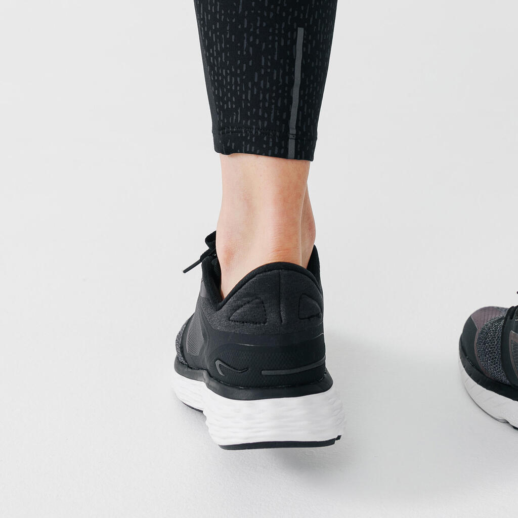  Women's Warm+ Running Long Leggings - Black with Reflective Motifs