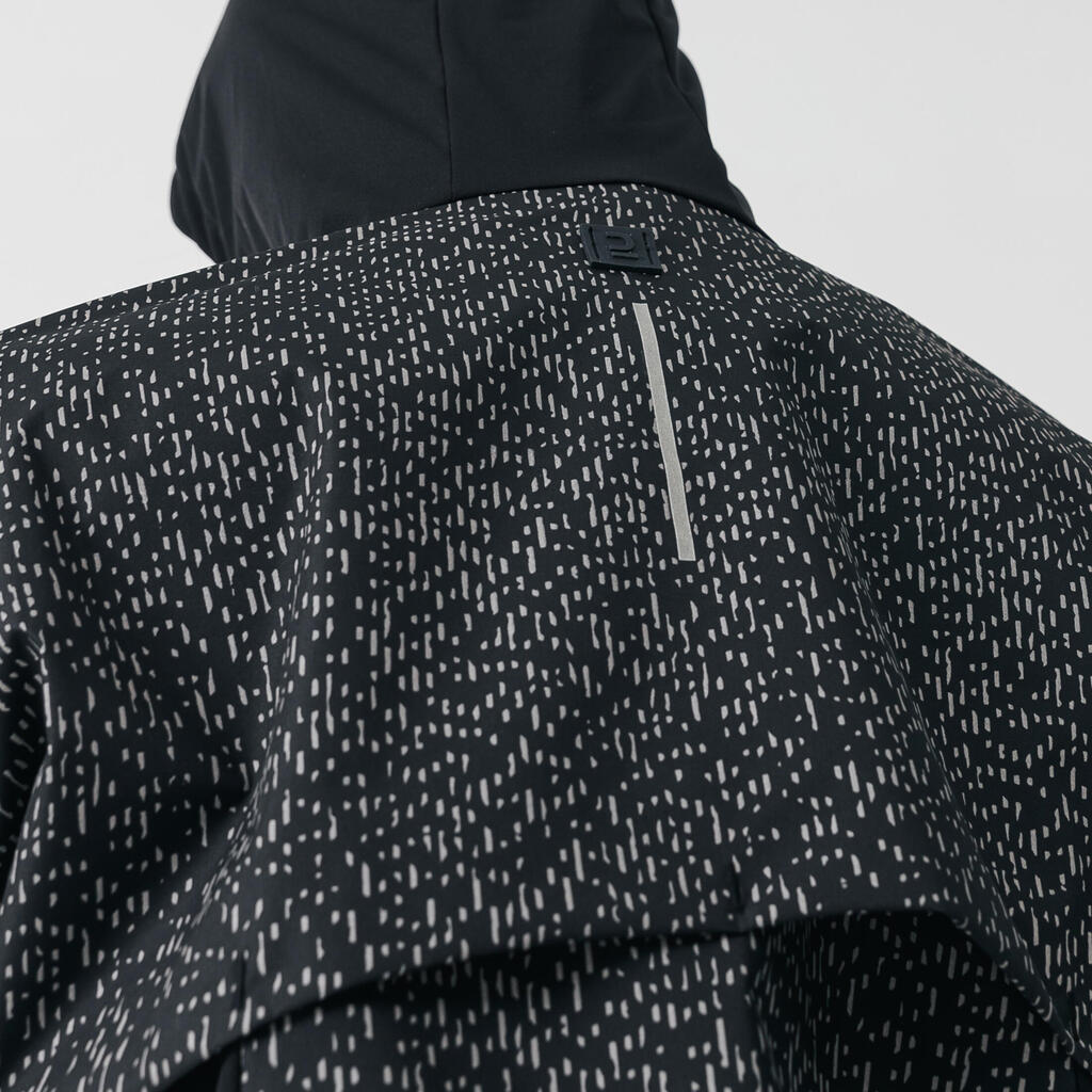Dámska bežecká bunda s kapucňou Rain Night s reflexnými prvkami čierna