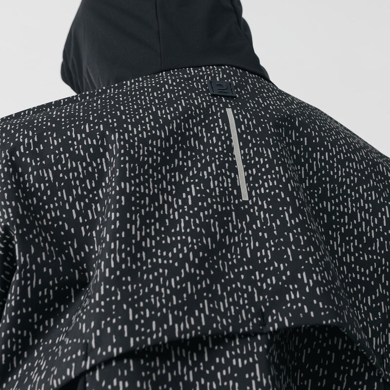 Dámská běžecká bunda s kapucí Rain Night černá s reflexním motivem 