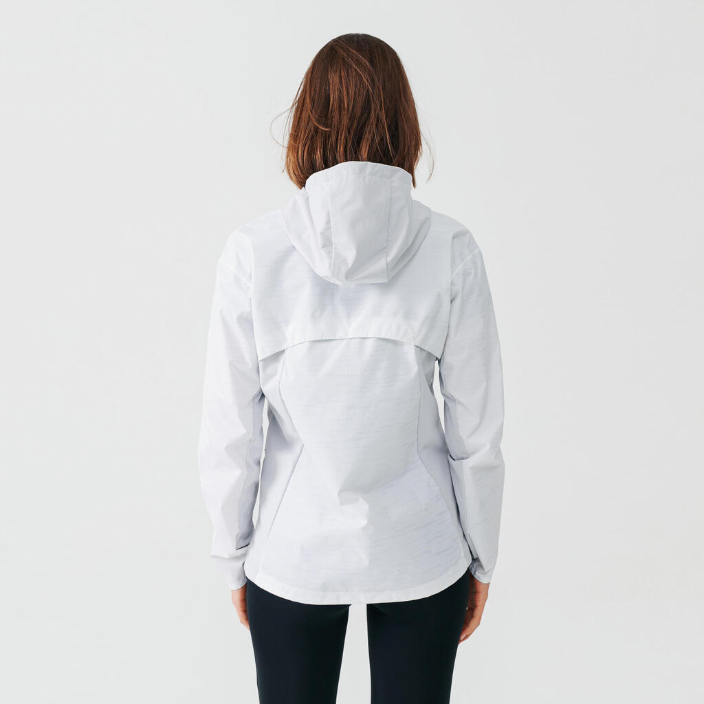 Dámska bežecká bunda Rain s kapucňou do dažďa biela