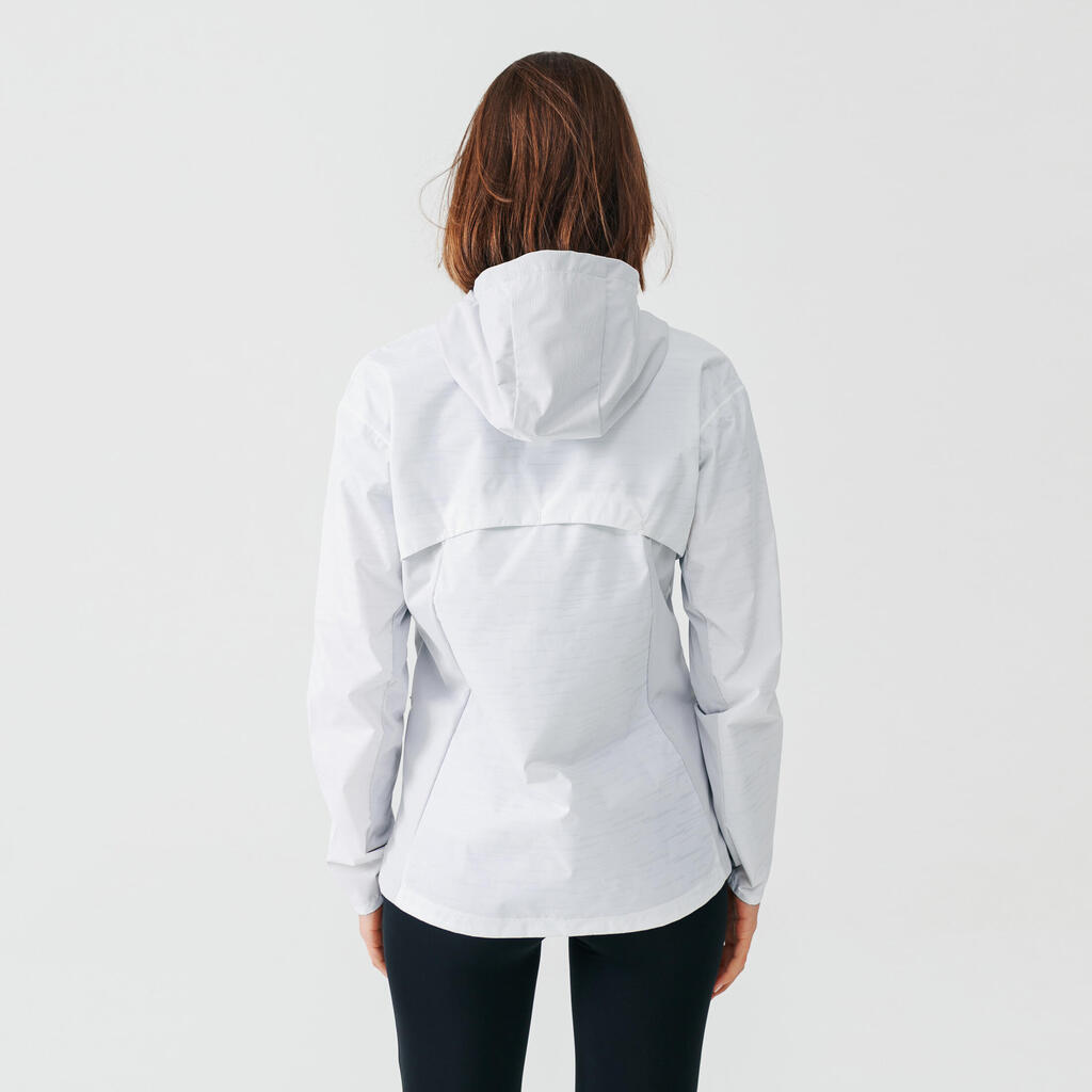 Veste déperlante de running Femme - KIPRUN Run 100 Rain Blanche