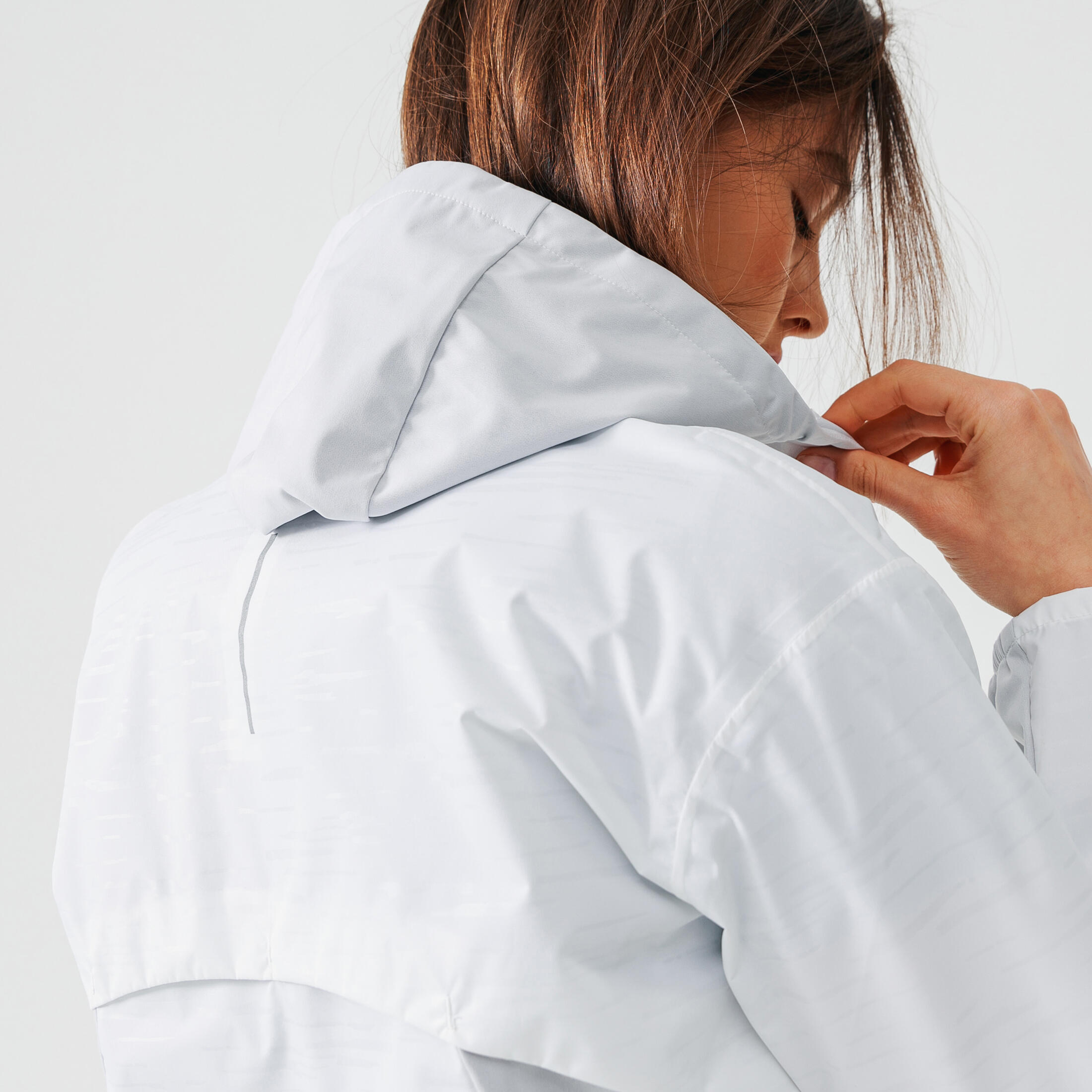 Veste deperlante de running Femme KIPRUN Run 100 Rain Blanche KALENJI Decathlon