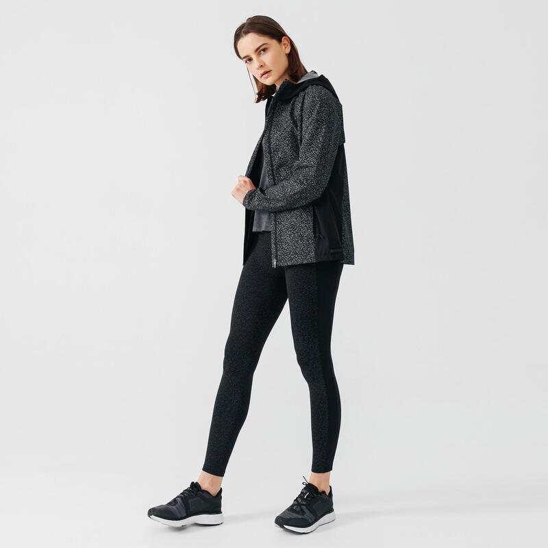 Laufjacke Damen mit Kapuze reflektierend - Rain Night schwarz 