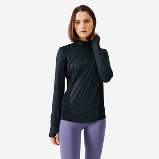 KIPRUN Run 100 Dry Women's Breathable Long-Sleeved Running T-Shirt - Black