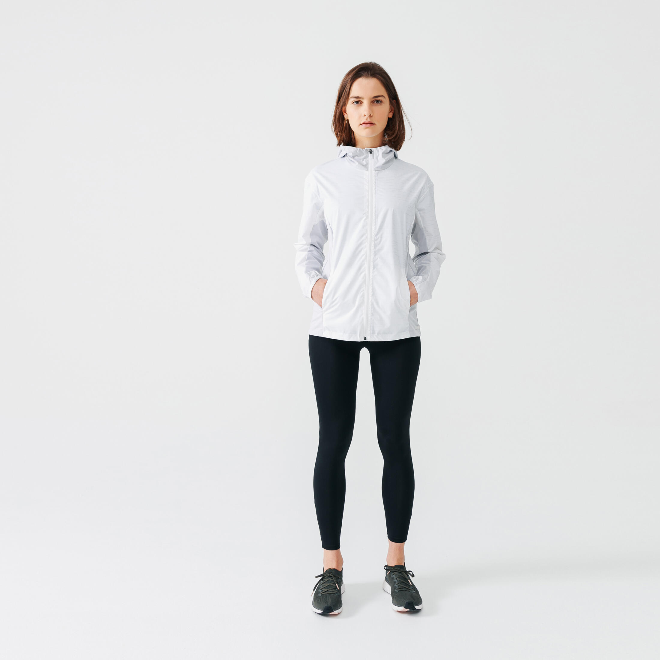 Women Running Rain Jacket Kalenji Run Rain W White