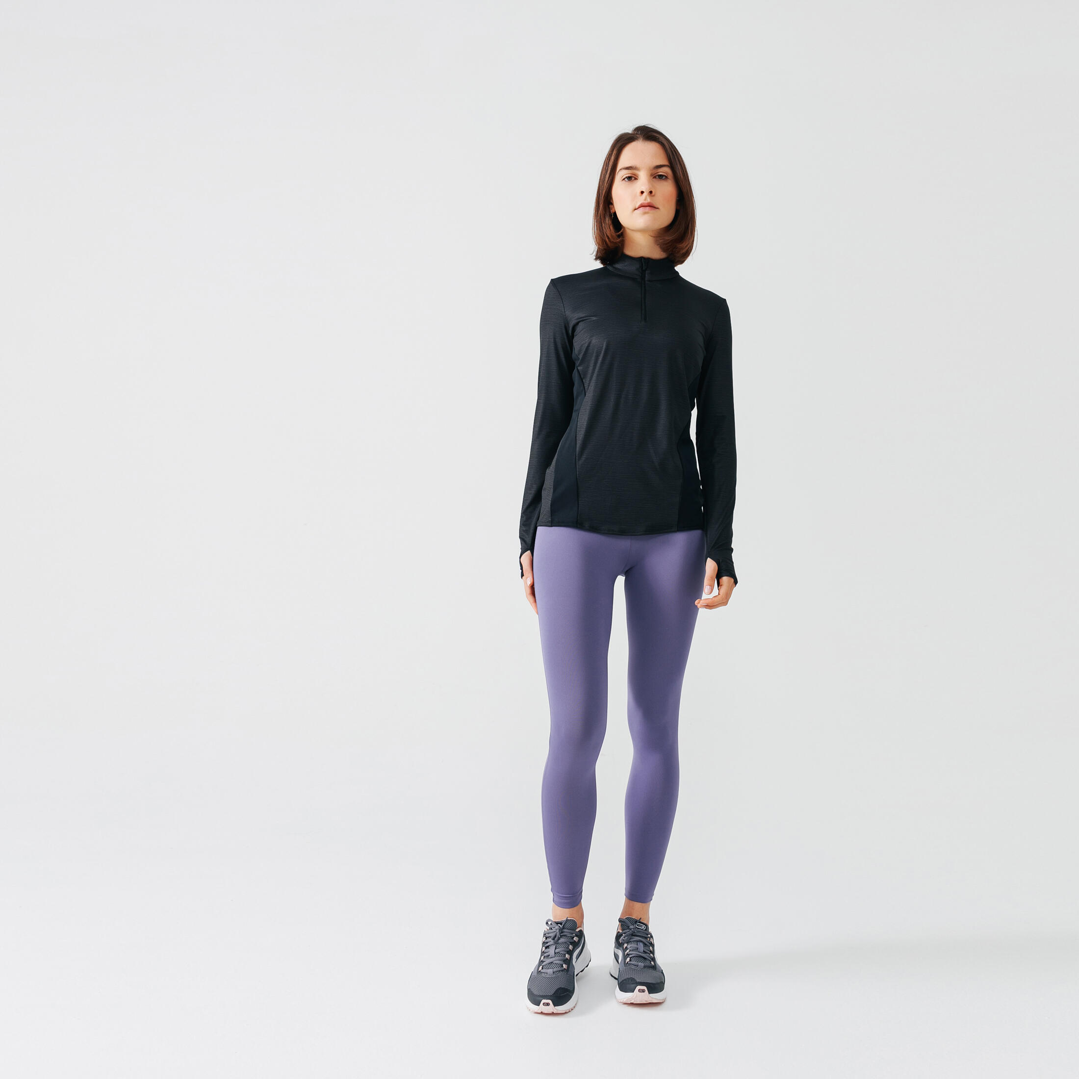 Maglia manica lunga running donna RUN DRY 100 nera 4/6