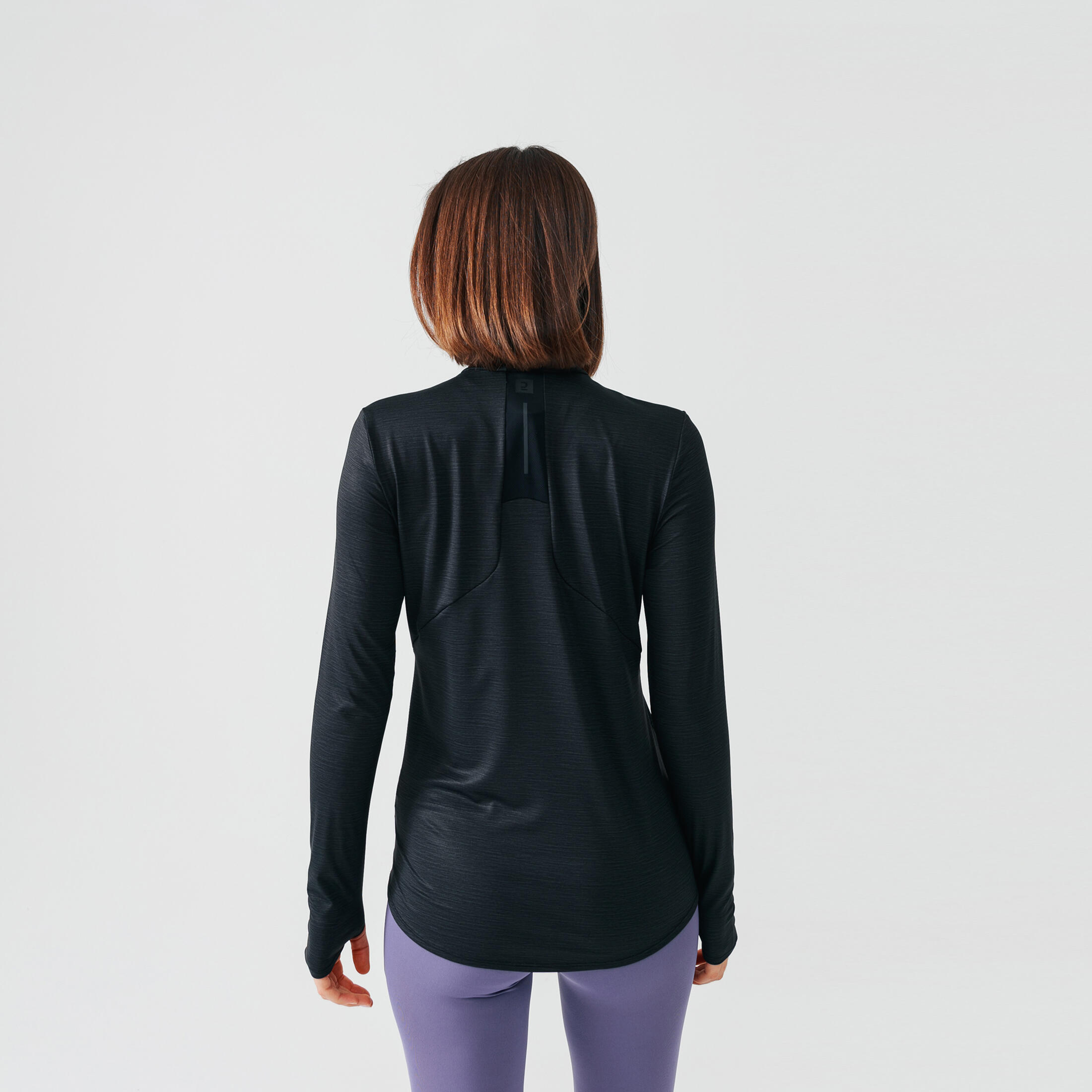 Women's Running ½-Zip Long-Sleeved T-Shirt Dry+ - black KALENJI