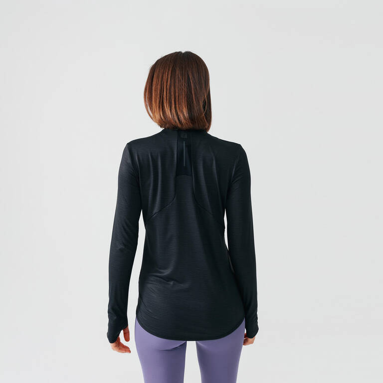 Women's Running ½-Zip Long-Sleeved T-Shirt Dry+ - black