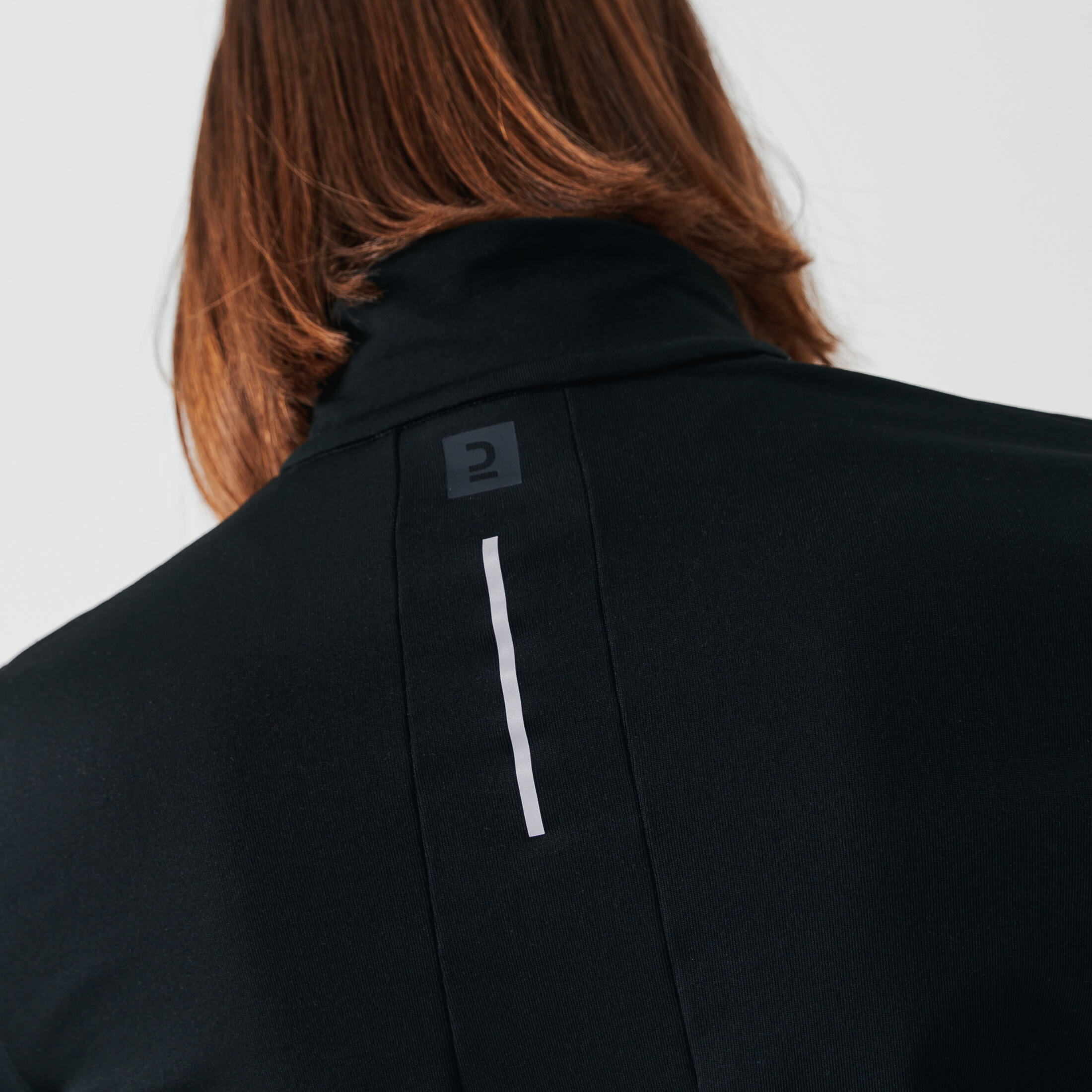 Women's Long-Sleeved T-Shirt Half-Zip Run Warm - black