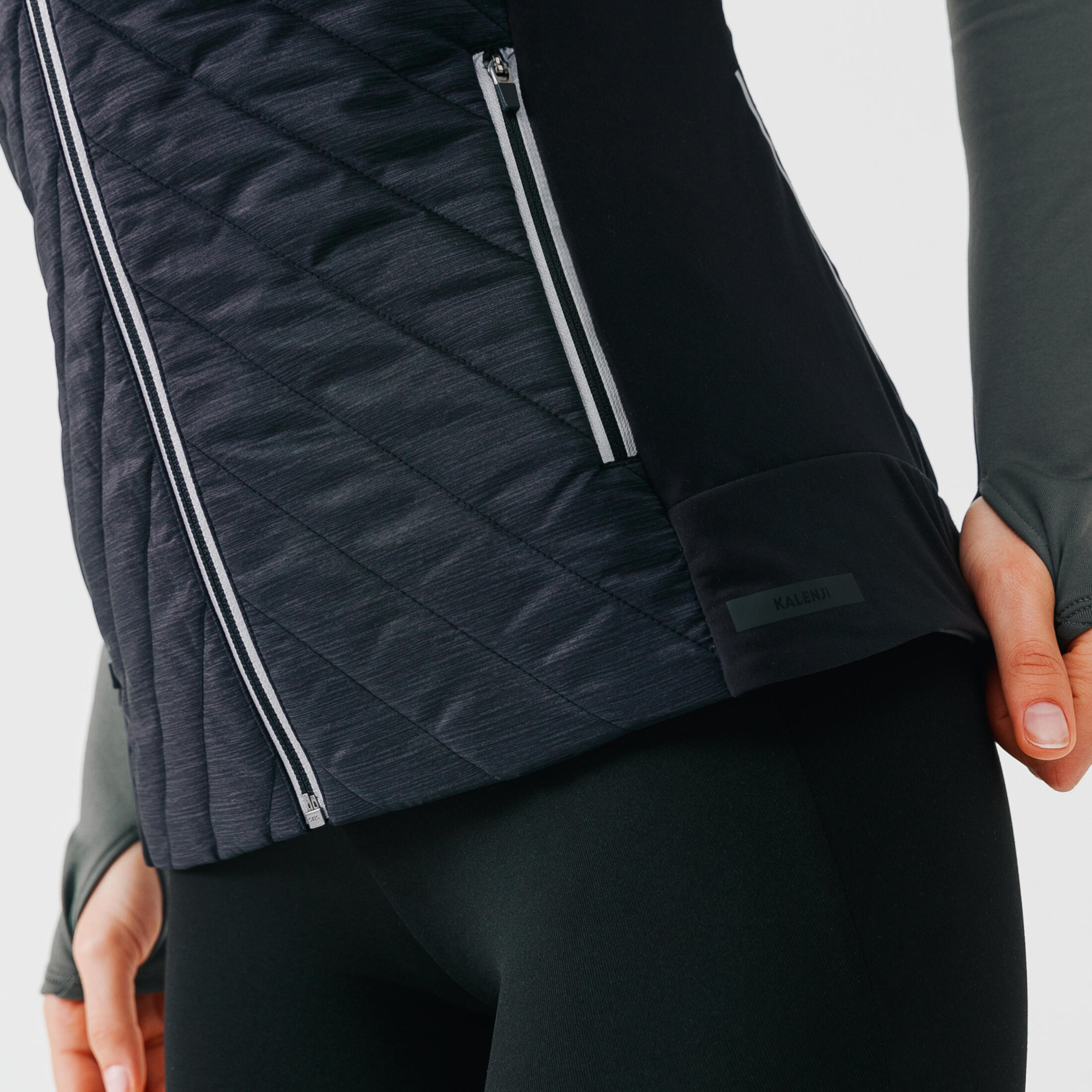 Women's Warm Sleeveless Running Gilet - Black - KIPRUN