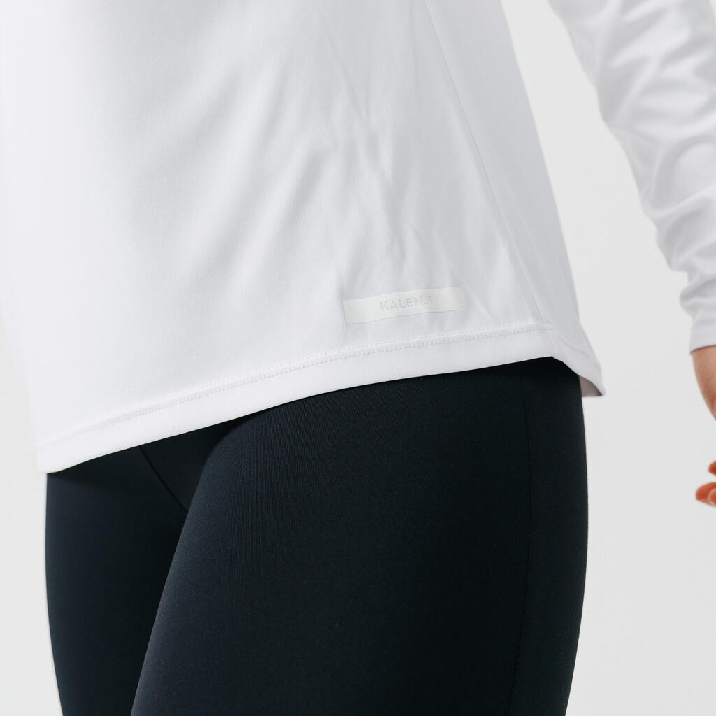 Moteriški ilgarankoviai bėgimo marškinėliai „Run Sun Protect“, balti