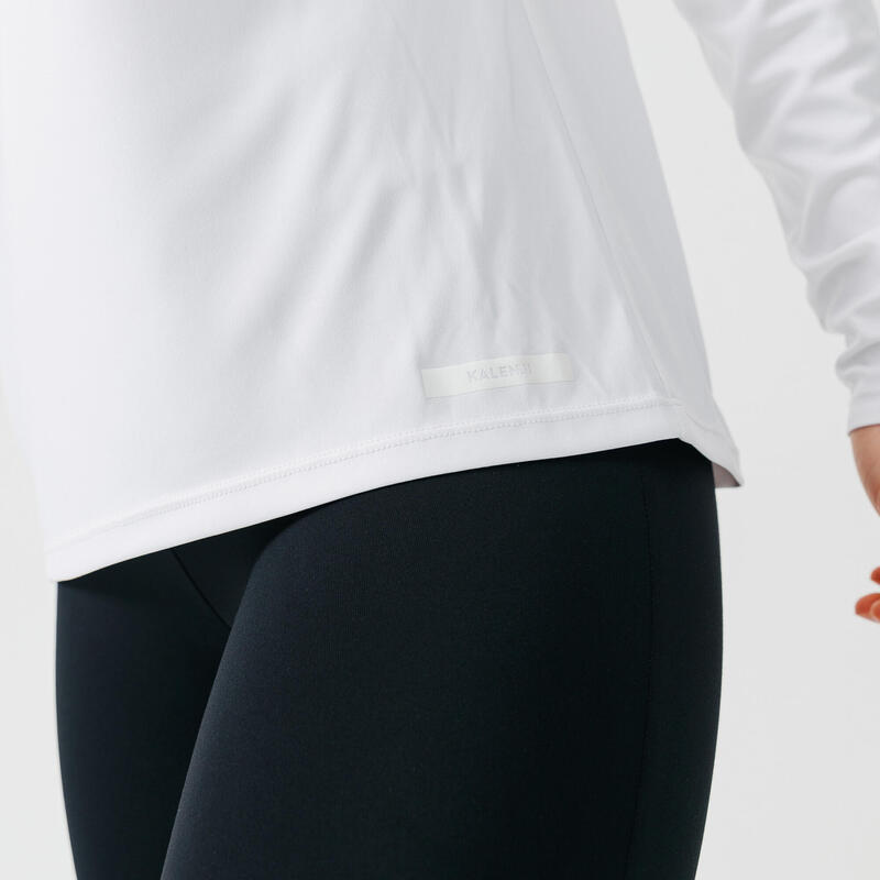Hardloopshirt voor dames Run Sun Protect lange mouwen wit