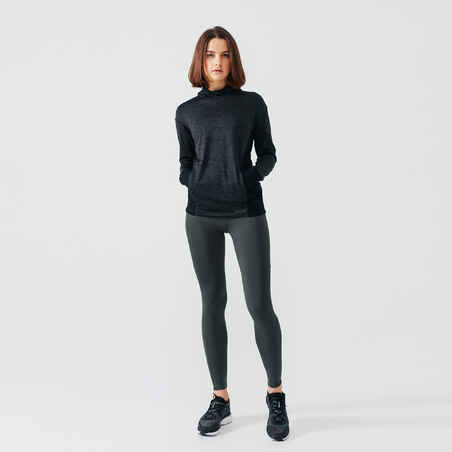 Sudadera Running Warm Mujer Negro Capucha