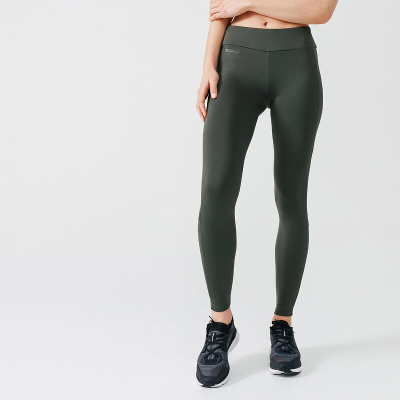 Legging running long chaud femme - Warm+ kaki