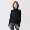 Women's Long-Sleeved T-Shirt Half-Zip Run Warm - black