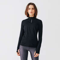 Bluză cu Fermoar Alergare Jogging Run Warm Negru Damă Bluză cu Fermoar RUN WARM Damă KALENJI - Cadouri sportive
