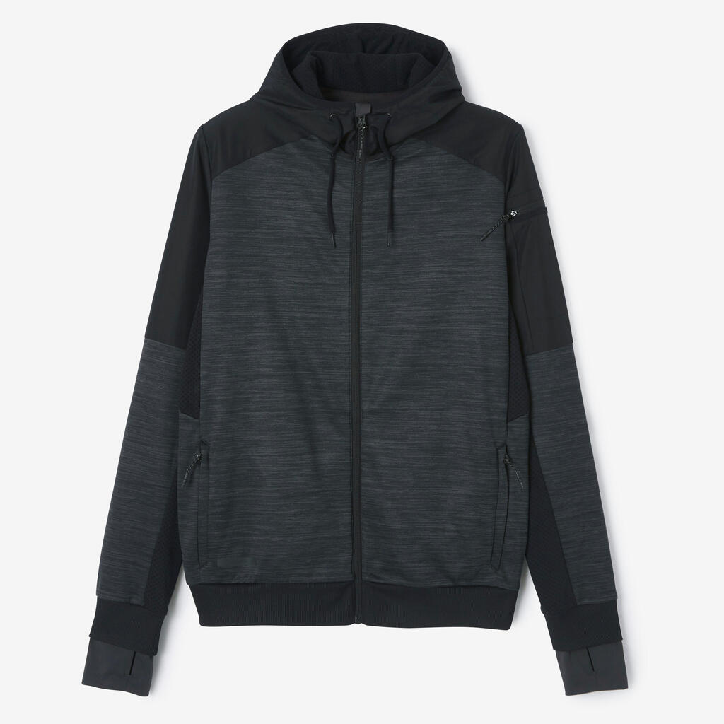 Kalenji Warm+ Men's Running Zipped Hoodie Sweatshirt - Black