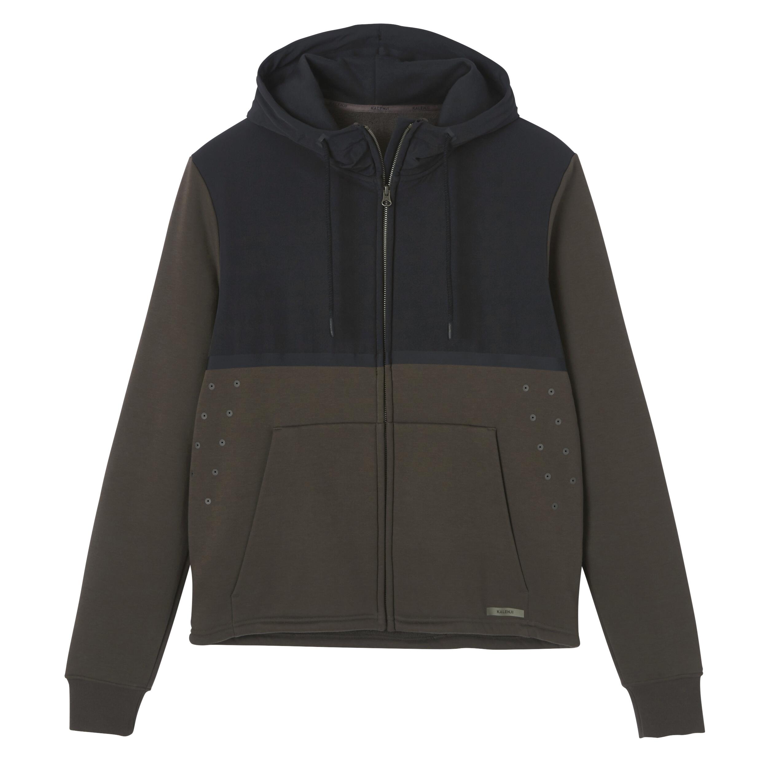 Men's Running Hoodie Kalenji Warm + - dark khaki 3/14