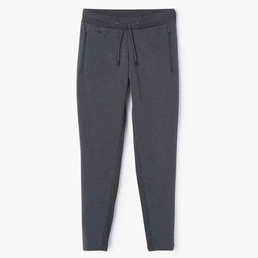 KALENJI WARM + MEN'S RUNNING TROUSERS - DARK KHAKI