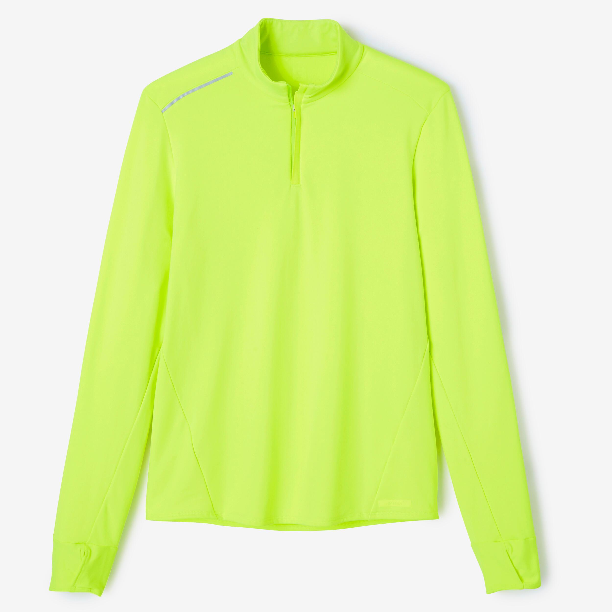 MEN'S WARM LONG-SLEEVED RUNNING T-SHIRT - NEON YELLOW 7/8