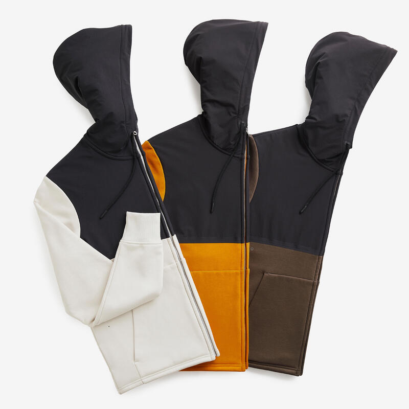 Veste à capuche running homme - Warm+ Beige & Orange