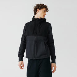 VESTE A CAPUCHE DE RUNNING HOMME KALENJI WARM + GRIS BLEU