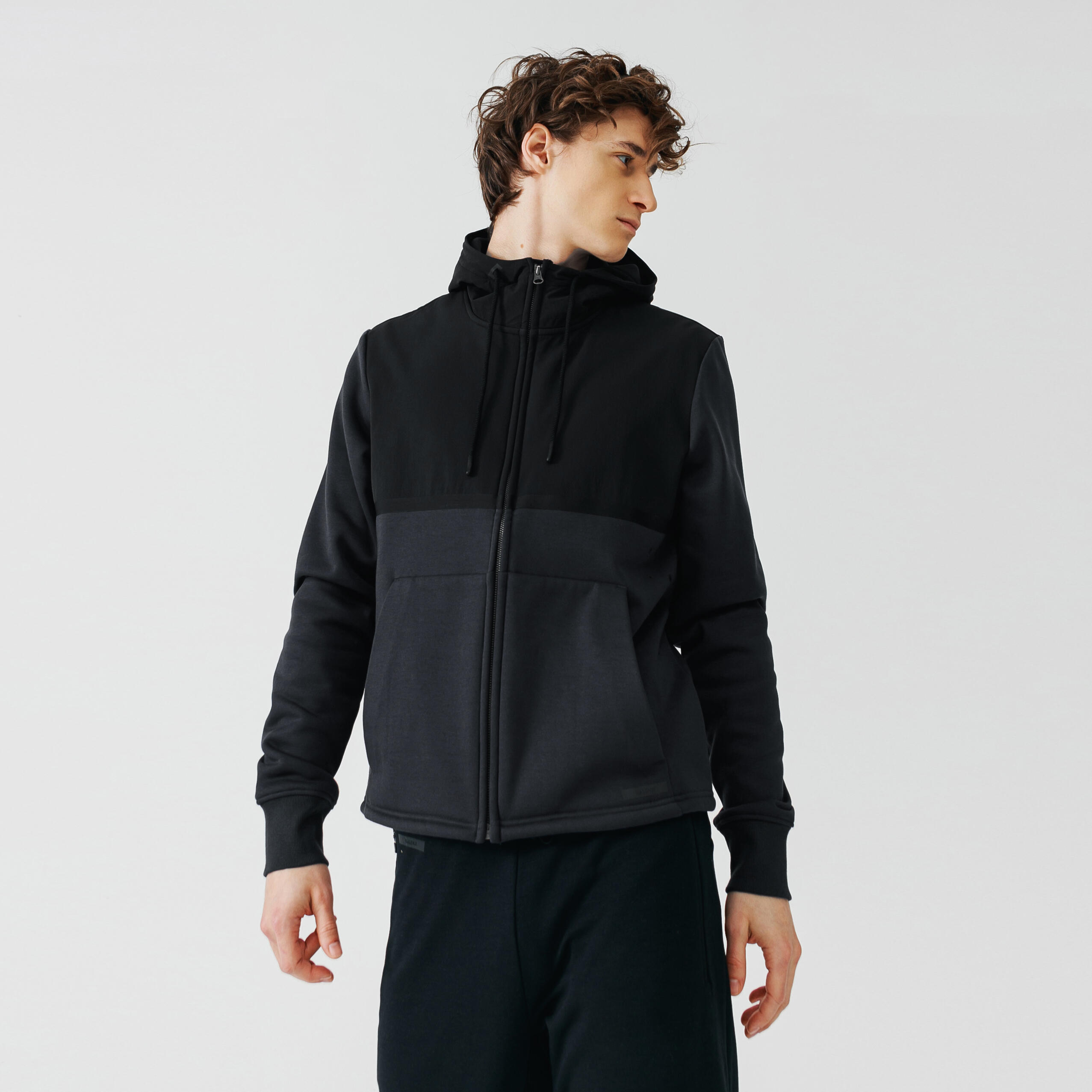 Giacca con cappuccio running uomo WARM+ verde militare scuro KALENJI |  DECATHLON