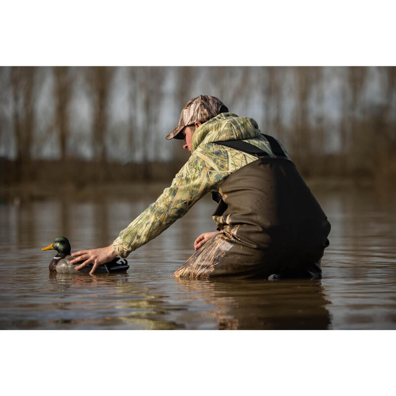 Waders de Caça com Bolsos 520 Camuflado Pântano