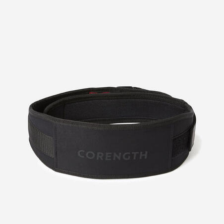 Ceinture lombaire de musculation, double système de fermeture en nylon - noire