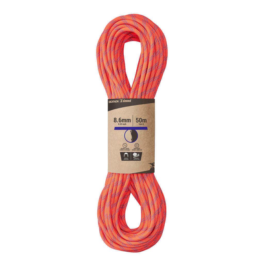 Kletter-Halbseil 8,6 mm × 50 m orange